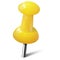 Realistic push pin in yellow color. Thumbtack