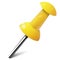 Realistic push pin in yellow color. Thumbtack