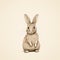 Realistic Rabbit Cartoon Illustration On Beige Background