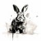 Realistic Rabbit Portrait In Monochrome Tones With Detailed Background