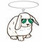 Realistic rabbit white and thinking and sunglasses