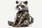 Realistic Raccoon Robot: Rococo Volume in 3D & Cinema-Lit Details on White Background