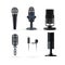 Realistic radio and music microphone vector set