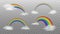 Realistic rainbow cloud set isolated on transparent background