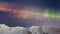 Realistic real time Northern lights Polar Aurora Borealis dancing over mountains. Arctic colour skies in horizon