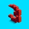 Realistic red 3d isometric number