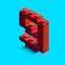 Realistic red 3d isometric number 9