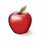 Realistic Red Apple Drawing Vector With Green Leaf