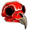Realistic red bird skull. vector Illustration for designer on a white background.