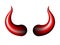 Realistic red and black Halloween Devil Horns . Satan demon accessories.