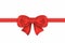 Realistic red gift bow with horizontal ribbon. Decorative satin gift bow isolated on white background