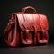 Realistic Red Leather Briefcase With Traditional Craftsmanship