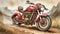 Realistic Red Motorcycle On Dirt Road - Meticulous Photorealistic Art