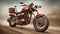 Realistic Red Motorcycle On Dirt Road - Meticulous Photorealistic Art