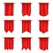 Realistic red pennants, Medieval royal flag banner