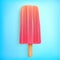 Realistic red popsicle icon on blue background