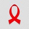 Realistic red ribbon. AIDS awareness symbol. Vector illustration.
