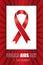 Realistic red ribbon, AIDS world day symbol. Vector illustration