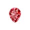 Realistic Red ruby Diamond on white background. Vector illustration of scarlet gemstone