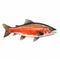 Realistic Red Salmon Painting: Arctic Char In White Isolation