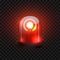 Realistic red siren. Blink lighting like security lamp attention. Vector emergency police flasher