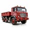 Realistic Red Truck On White Background: Industrial Materials And Meticulous Brushwork