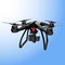 Realistic remote air drone quad-copter with camera. Vector illustration.