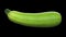 Realistic render of a rotating zucchini on transparent background with alpha channel . The video is seamlessly looping