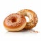 Realistic Rendering Of Bagels With Sesame Seeds On White Background