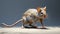 Realistic Rendering Of Cute White Rat In Intense Movement