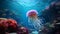 Realistic Rendering Of Jellyfish Swimming In Vibrant Coral Reef