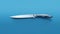 Realistic Rendering Of Large Knife On Blue Background