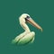 Realistic Rendering Of A Pelican On Green Background