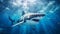 Realistic Rendering Of A Powerful Great White Shark Swimming Underwater