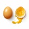 Realistic Rendering Of Two Broken Eggs With Yolk