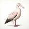 Realistic Rendering Of A White, Pink And Black Bird