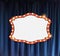 Realistic retro cinema announcement board with bulb frame on curtains background. Vector Illustration