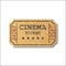 Realistic retro paper cinema ticket