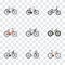Realistic Retro, Timbered, Cyclocross Drive And Other Vector Elements. Set Of Bicycle Realistic Symbols Also Includes