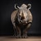 Realistic Rhino Portrait: Bold Chromaticity In Dark Studio