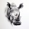 Realistic Rhino Portrait Tattoo Drawing On White Background