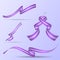 Realistic ribbons set in cool cyber colors. Decorative design elements. Vector illustration.