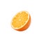 Realistic ripe orange, citrus fruit in half cut
