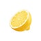 Realistic ripe yellow lemon citrus fruit half, 3d