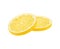 Realistic ripe yellow lemon citrus fruit slices