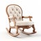 Realistic Rocking Chair With Tufted Cloth Upholstery