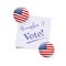 Realistic round magnets with usa national flag hold reminder with text. November 3 vote day date. Presidential election
