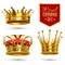 Realistic Royal Crown Icon Set
