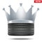 Realistic rubber tire with a silver crown