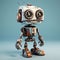 Realistic rusty grunge vintage cute robot kid